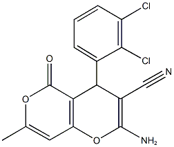 2-amino-4-(2,3-dichlorophenyl)-7-methyl-5-oxo-4H,5H-pyrano[4,3-b]pyran-3-carbonitrile Structure