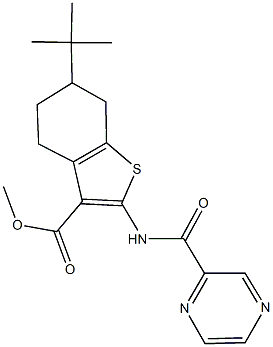 methyl 6-tert-butyl-2-[(2-pyrazinylcarbonyl)amino]-4,5,6,7-tetrahydro-1-benzothiophene-3-carboxylate Structure