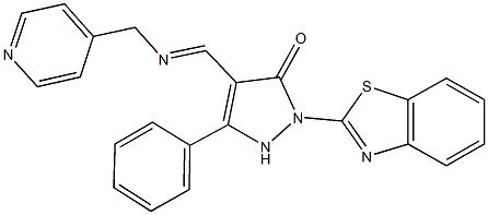 2-(1,3-benzothiazol-2-yl)-5-phenyl-4-{[(4-pyridinylmethyl)imino]methyl}-1,2-dihydro-3H-pyrazol-3-one Structure