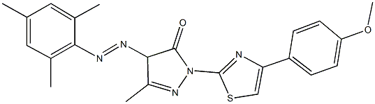 4-(mesityldiazenyl)-2-[4-(4-methoxyphenyl)-1,3-thiazol-2-yl]-5-methyl-2,4-dihydro-3H-pyrazol-3-one Structure