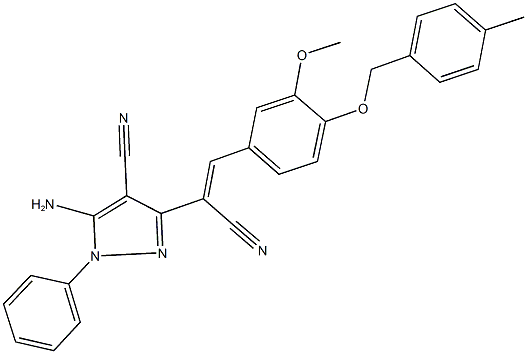 5-amino-3-(1-cyano-2-{3-methoxy-4-[(4-methylbenzyl)oxy]phenyl}vinyl)-1-phenyl-1H-pyrazole-4-carbonitrile 구조식 이미지