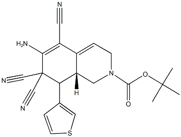 tert-butyl 6-amino-5,7,7-tricyano-8-(3-thienyl)-3,7,8,8a-tetrahydro-2(1H)-isoquinolinecarboxylate Structure