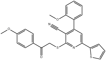 4-(2-methoxyphenyl)-2-{[2-(4-methoxyphenyl)-2-oxoethyl]sulfanyl}-6-(2-thienyl)nicotinonitrile 구조식 이미지