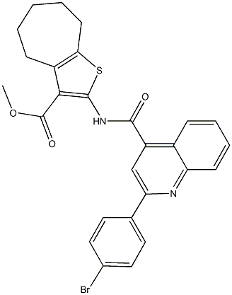 methyl 2-({[2-(4-bromophenyl)-4-quinolinyl]carbonyl}amino)-5,6,7,8-tetrahydro-4H-cyclohepta[b]thiophene-3-carboxylate Structure
