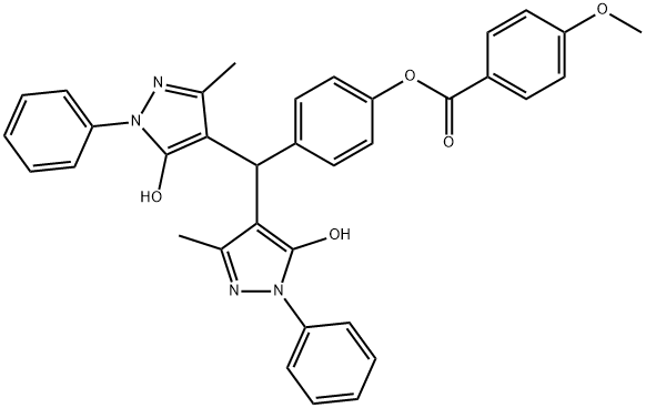 4-[bis(5-hydroxy-3-methyl-1-phenyl-1H-pyrazol-4-yl)methyl]phenyl 4-methoxybenzoate Structure