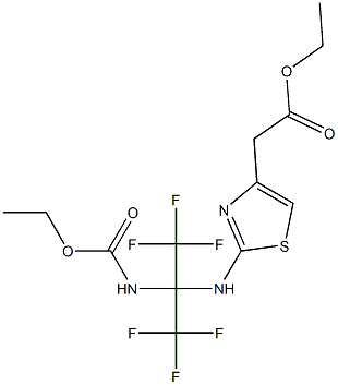 ethyl (2-{[1-[(ethoxycarbonyl)amino]-2,2,2-trifluoro-1-(trifluoromethyl)ethyl]amino}-1,3-thiazol-4-yl)acetate Structure