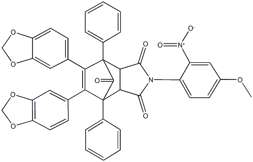 8,9-di(1,3-benzodioxol-5-yl)-4-{2-nitro-4-methoxyphenyl}-1,7-diphenyl-4-azatricyclo[5.2.1.0~2,6~]dec-8-ene-3,5,10-trione Structure
