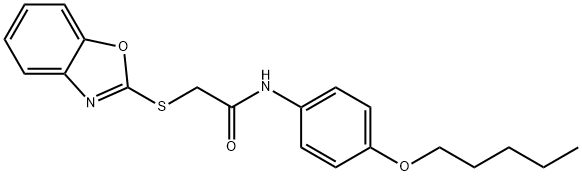 2-(1,3-benzoxazol-2-ylsulfanyl)-N-[4-(pentyloxy)phenyl]acetamide 구조식 이미지