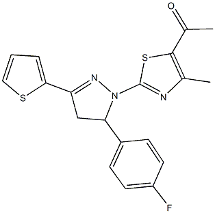 1-{2-[5-(4-fluorophenyl)-3-(2-thienyl)-4,5-dihydro-1H-pyrazol-1-yl]-4-methyl-1,3-thiazol-5-yl}ethanone 구조식 이미지