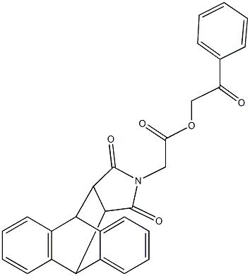 2-oxo-2-phenylethyl (16,18-dioxo-17-azapentacyclo[6.6.5.0~2,7~.0~9,14~.0~15,19~]nonadeca-2,4,6,9,11,13-hexaen-17-yl)acetate 구조식 이미지