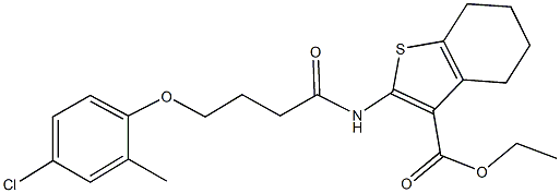 ethyl 2-{[4-(4-chloro-2-methylphenoxy)butanoyl]amino}-4,5,6,7-tetrahydro-1-benzothiophene-3-carboxylate 구조식 이미지