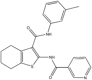 N-[3-(3-toluidinocarbonyl)-4,5,6,7-tetrahydro-1-benzothien-2-yl]nicotinamide Structure