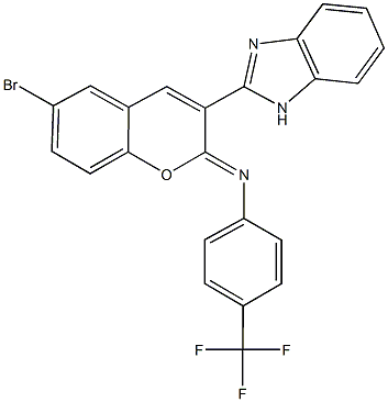 N-[3-(1H-benzimidazol-2-yl)-6-bromo-2H-chromen-2-ylidene]-N-[4-(trifluoromethyl)phenyl]amine 구조식 이미지