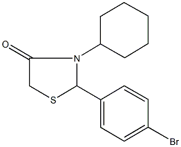 2-(4-bromophenyl)-3-cyclohexyl-1,3-thiazolidin-4-one 구조식 이미지