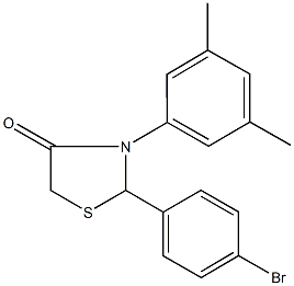 2-(4-bromophenyl)-3-(3,5-dimethylphenyl)-1,3-thiazolidin-4-one 구조식 이미지