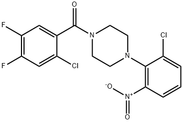 1-(2-chloro-4,5-difluorobenzoyl)-4-{2-chloro-6-nitrophenyl}piperazine Structure