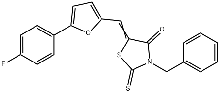 3-benzyl-5-{[5-(4-fluorophenyl)-2-furyl]methylene}-2-thioxo-1,3-thiazolidin-4-one Structure