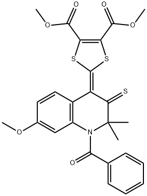 dimethyl 2-(1-benzoyl-7-methoxy-2,2-dimethyl-3-thioxo-2,3-dihydro-4(1H)-quinolinylidene)-1,3-dithiole-4,5-dicarboxylate 구조식 이미지