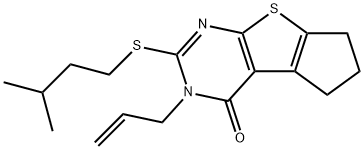 3-allyl-2-(isopentylsulfanyl)-3,5,6,7-tetrahydro-4H-cyclopenta[4,5]thieno[2,3-d]pyrimidin-4-one Structure