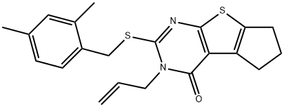 3-allyl-2-[(2,4-dimethylbenzyl)sulfanyl]-3,5,6,7-tetrahydro-4H-cyclopenta[4,5]thieno[2,3-d]pyrimidin-4-one Structure