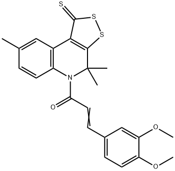 5-[3-(3,4-dimethoxyphenyl)acryloyl]-4,4,8-trimethyl-4,5-dihydro-1H-[1,2]dithiolo[3,4-c]quinoline-1-thione 구조식 이미지
