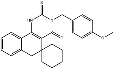 3-(4-methoxybenzyl)-2-thioxo-2,3,5,6-tetrahydrospiro(benzo[h]quinazoline-5,1'-cyclohexane)-4(1H)-one 구조식 이미지