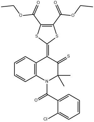 diethyl 2-(1-(2-chlorobenzoyl)-2,2-dimethyl-3-thioxo-2,3-dihydro-4(1H)-quinolinylidene)-1,3-dithiole-4,5-dicarboxylate Structure