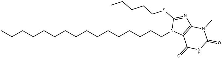 7-hexadecyl-3-methyl-8-(pentylsulfanyl)-3,7-dihydro-1H-purine-2,6-dione Structure