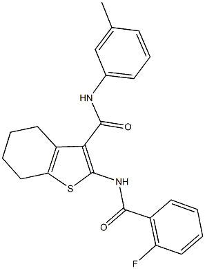 2-[(2-fluorobenzoyl)amino]-N-(3-methylphenyl)-4,5,6,7-tetrahydro-1-benzothiophene-3-carboxamide 구조식 이미지