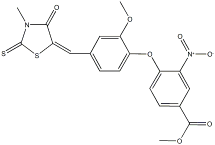 methyl 3-nitro-4-{2-methoxy-4-[(3-methyl-4-oxo-2-thioxo-1,3-thiazolidin-5-ylidene)methyl]phenoxy}benzoate Structure