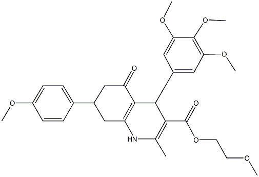 2-methoxyethyl 7-(4-methoxyphenyl)-2-methyl-5-oxo-4-(3,4,5-trimethoxyphenyl)-1,4,5,6,7,8-hexahydro-3-quinolinecarboxylate 구조식 이미지