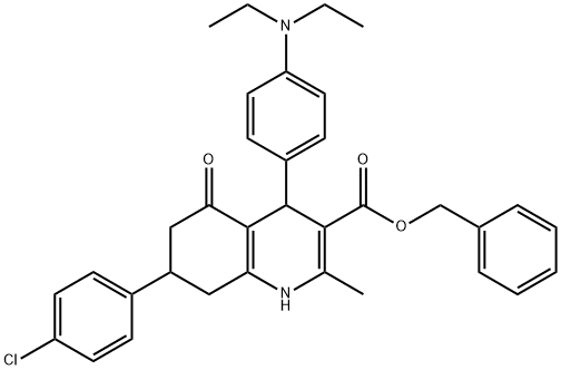 benzyl 7-(4-chlorophenyl)-4-[4-(diethylamino)phenyl]-2-methyl-5-oxo-1,4,5,6,7,8-hexahydro-3-quinolinecarboxylate 구조식 이미지