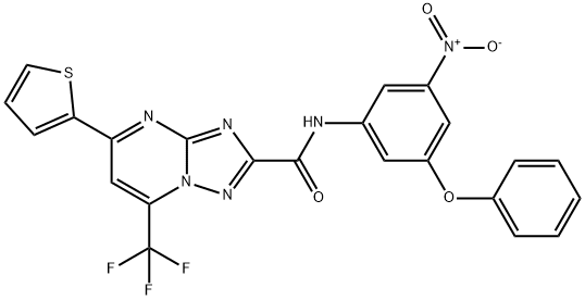 N-{3-nitro-5-phenoxyphenyl}-5-(2-thienyl)-7-(trifluoromethyl)[1,2,4]triazolo[1,5-a]pyrimidine-2-carboxamide 구조식 이미지