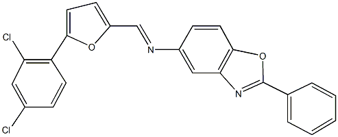 N-{[5-(2,4-dichlorophenyl)-2-furyl]methylene}-N-(2-phenyl-1,3-benzoxazol-5-yl)amine 구조식 이미지