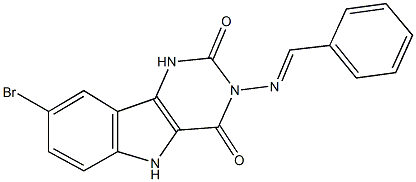 3-(benzylideneamino)-8-bromo-1H-pyrimido[5,4-b]indole-2,4(3H,5H)-dione Structure