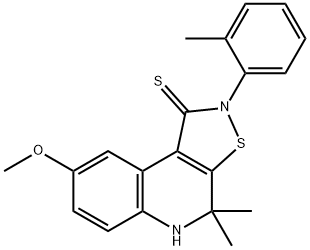 8-methoxy-4,4-dimethyl-2-(2-methylphenyl)-4,5-dihydroisothiazolo[5,4-c]quinoline-1(2H)-thione 구조식 이미지