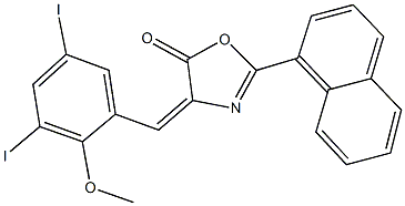 4-(3,5-diiodo-2-methoxybenzylidene)-2-(1-naphthyl)-1,3-oxazol-5(4H)-one 구조식 이미지