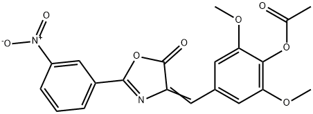 4-[(2-{3-nitrophenyl}-5-oxo-1,3-oxazol-4(5H)-ylidene)methyl]-2,6-dimethoxyphenyl acetate Structure