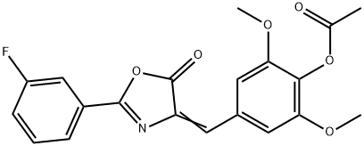 4-[(2-(3-fluorophenyl)-5-oxo-1,3-oxazol-4(5H)-ylidene)methyl]-2,6-dimethoxyphenyl acetate 구조식 이미지