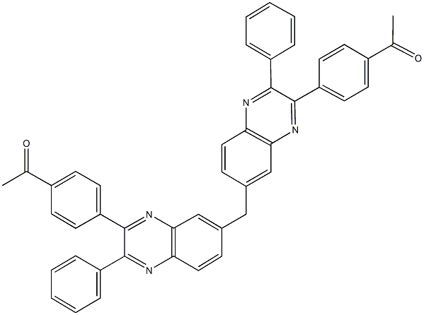 1-[4-(7-{[3-(4-acetylphenyl)-2-phenylquinoxalin-6-yl]methyl}-3-phenylquinoxalin-2-yl)phenyl]ethanone 구조식 이미지