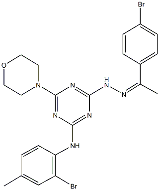 1-(4-bromophenyl)ethanone [4-(2-bromo-4-methylanilino)-6-(4-morpholinyl)-1,3,5-triazin-2-yl]hydrazone Structure