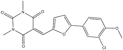 5-{[5-(3-chloro-4-methoxyphenyl)-2-furyl]methylene}-1,3-dimethyl-2,4,6(1H,3H,5H)-pyrimidinetrione Structure