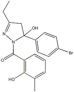 5-(4-bromophenyl)-3-ethyl-1-(2-hydroxy-3-methylbenzoyl)-4,5-dihydro-1H-pyrazol-5-ol 구조식 이미지