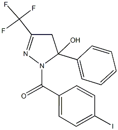 1-[(4-iodophenyl)carbonyl]-5-phenyl-3-(trifluoromethyl)-4,5-dihydro-1H-pyrazol-5-ol 구조식 이미지