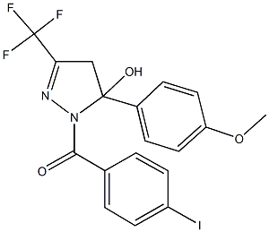 1-(4-iodobenzoyl)-5-(4-methoxyphenyl)-3-(trifluoromethyl)-4,5-dihydro-1H-pyrazol-5-ol 구조식 이미지