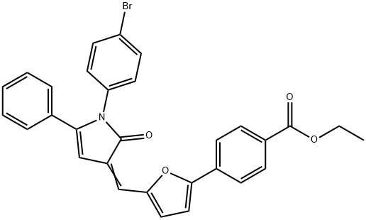 ethyl 4-(5-{[1-(4-bromophenyl)-2-oxo-5-phenyl-1,2-dihydro-3H-pyrrol-3-ylidene]methyl}-2-furyl)benzoate 구조식 이미지