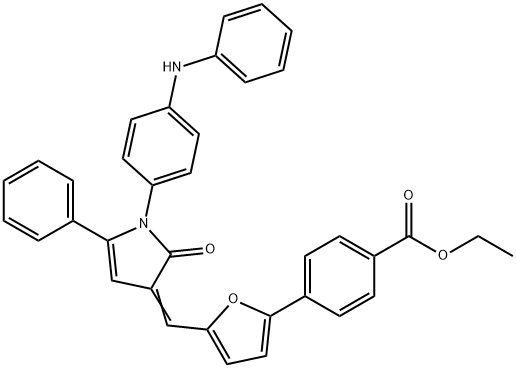 ethyl 4-(5-{[1-(4-anilinophenyl)-2-oxo-5-phenyl-1,2-dihydro-3H-pyrrol-3-ylidene]methyl}-2-furyl)benzoate Structure
