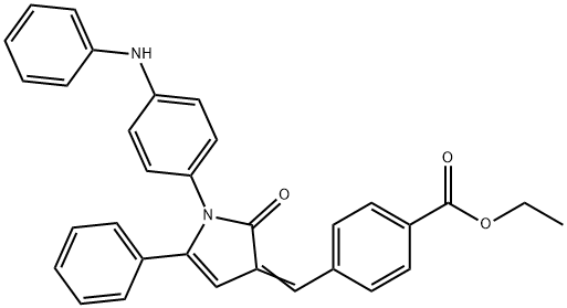 ethyl 4-{[1-(4-anilinophenyl)-2-oxo-5-phenyl-1,2-dihydro-3H-pyrrol-3-ylidene]methyl}benzoate 구조식 이미지