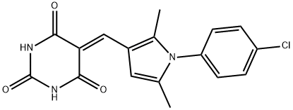 5-{[1-(4-chlorophenyl)-2,5-dimethyl-1H-pyrrol-3-yl]methylene}-2,4,6(1H,3H,5H)-pyrimidinetrione 구조식 이미지