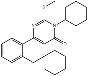 3-cyclohexyl-2-(methylsulfanyl)-5,6-dihydrospiro(benzo[h]quinazoline-5,1'-cyclohexane)-4(3H)-one 구조식 이미지